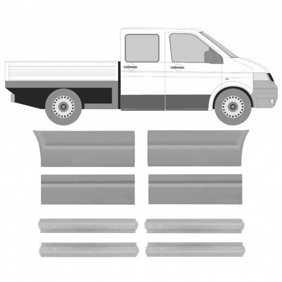 Reparasjonsplate Terskel Volkswagen Transporter T5 03-15 Venstre+Høyre Sett