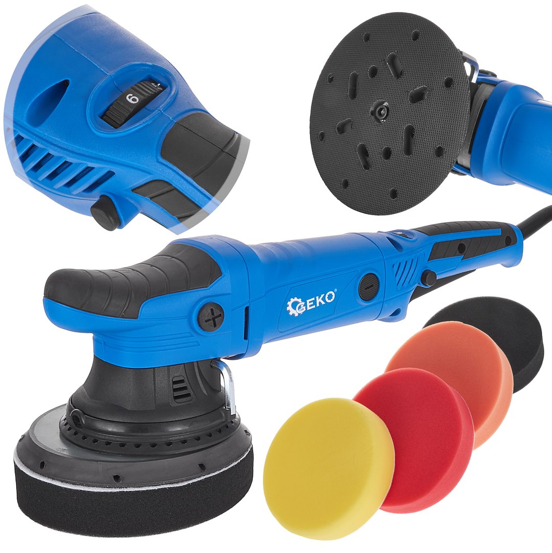 Dobbeltvirkende bilpoleringsmaskin med justerbar 150 mm Geko Premium + sett med 4 svamper - Bilde 5