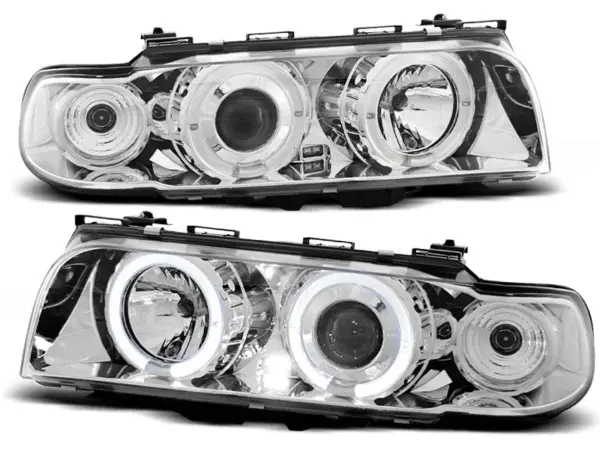 Frontlykter Bmw E38 06.94 - 08.98 Angel Eyes Chrome – bilde 2 av 2