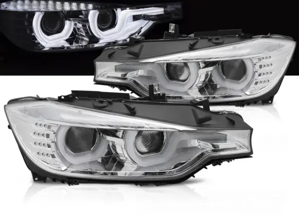Frontlykter Bmw F30/F31 10.11 - 05.15 U-Type Hid Chrome – bilde 1 av 2