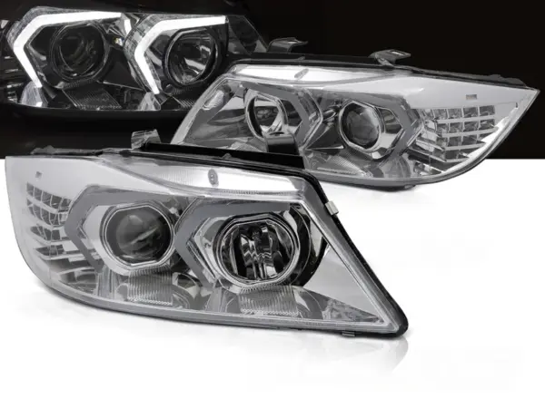Frontlykter Bmw E90/E91 05-08 Led Krom – bilde 1 av 2