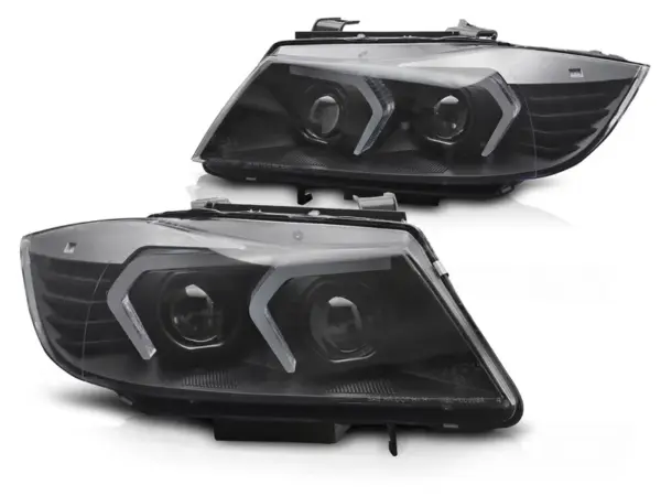 Frontlykter Bmw E90/E91 Lci 09-11 Xenon Led Sort – bilde 2 av 2