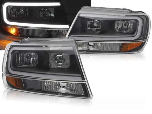 Frontlykter Jeep Grand Cherokee 99-05 Tube Light Black – bilde 1 av 2