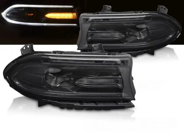 Frontlykter Dodge Charger 14-23 Led Sort – bilde 1 av 2