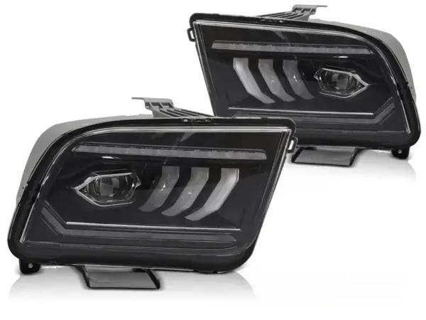 Frontlykter Ford Mustang 04-09 Tube Led Sort – bilde 2 av 2