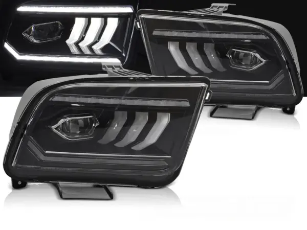 Frontlykter Ford Mustang 04-09 Tube Led Sort – bilde 1 av 2