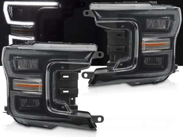 Frontlykter Ford F150 Mk13 17-20 LED Sort Drl Seq – bilde 1 av 2