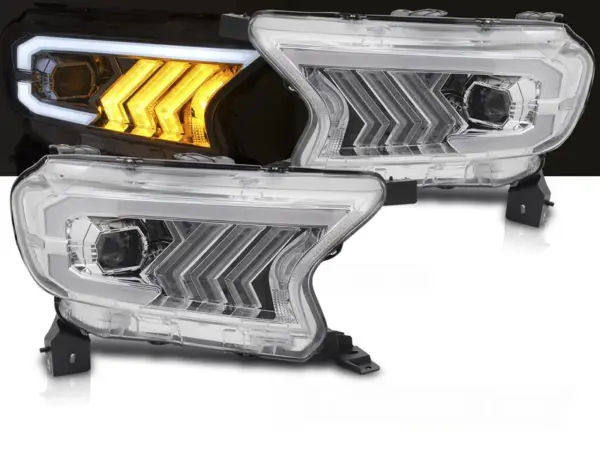 Frontlykter Ford Ranger V 16-22 Rørlys Krom – bilde 1 av 2