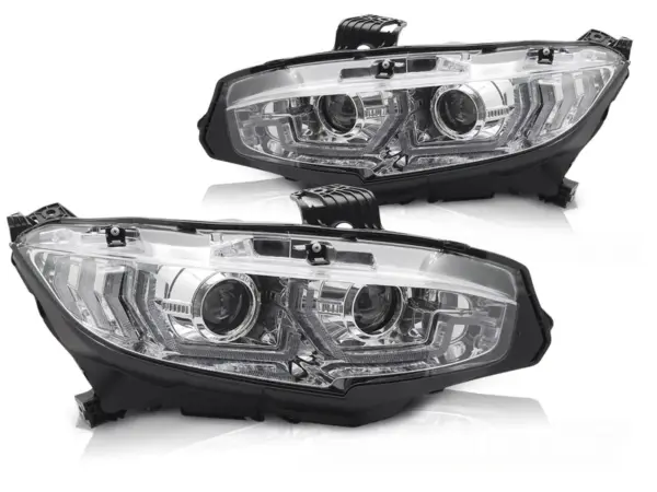 Frontlykter Honda Civic X 16-21 Chrome Drl Seq – bilde 2 av 2