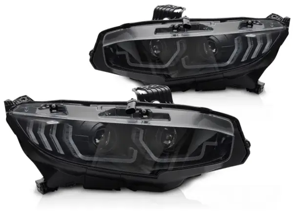 Frontlykter Honda Civic X 16-21 Black Drl Seq – bilde 2 av 2