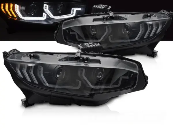 Frontlykter Honda Civic X 16-21 Black Drl Seq – bilde 1 av 2