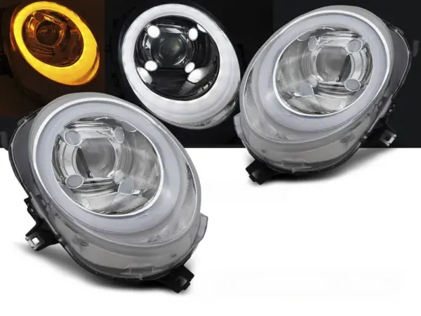 Frontlykter Mini (Cooper) F55/F56/F57 14-17 Rørlys Krom Drl – bilde 1 av 2