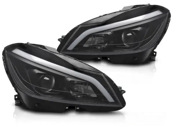 Frontlykter Mercedes W204 11-14 Tube Led Black Seq Drl – bilde 2 av 2