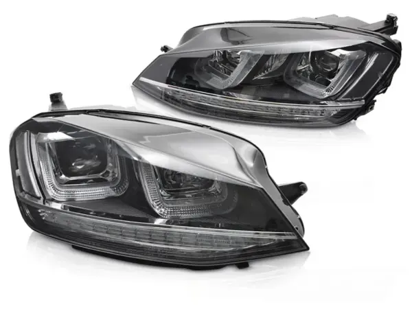 Frontlykter VW Golf 7 13-17 Lysseksjoner Sort Med Kromkant – bilde 2 av 2