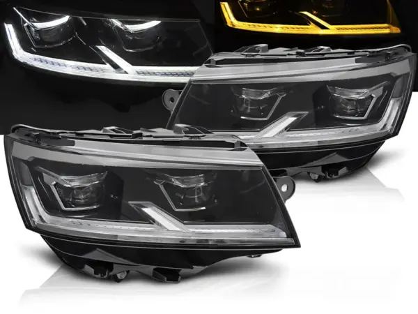 Frontlykter VW T6.1 20-24 Full LED Svart Drl Seq – bilde 1 av 2
