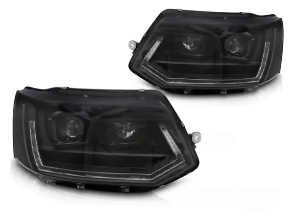 Frontlykter VW T5 10-15 Full LED-rørlys T6-look Sort Drl-sekvens – bilde 2 av 2