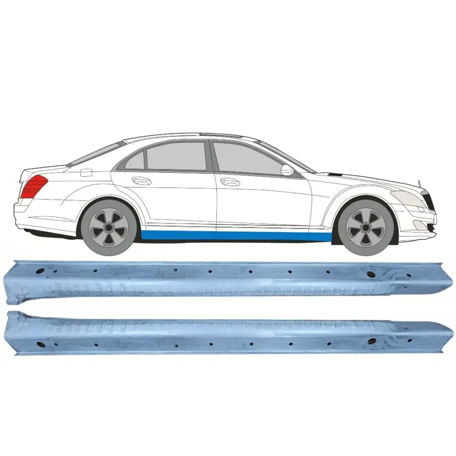 Terskler Mercedes S-Klasse 2005–2013 – Venstre + Høyre Sett – bilde 1 av 2