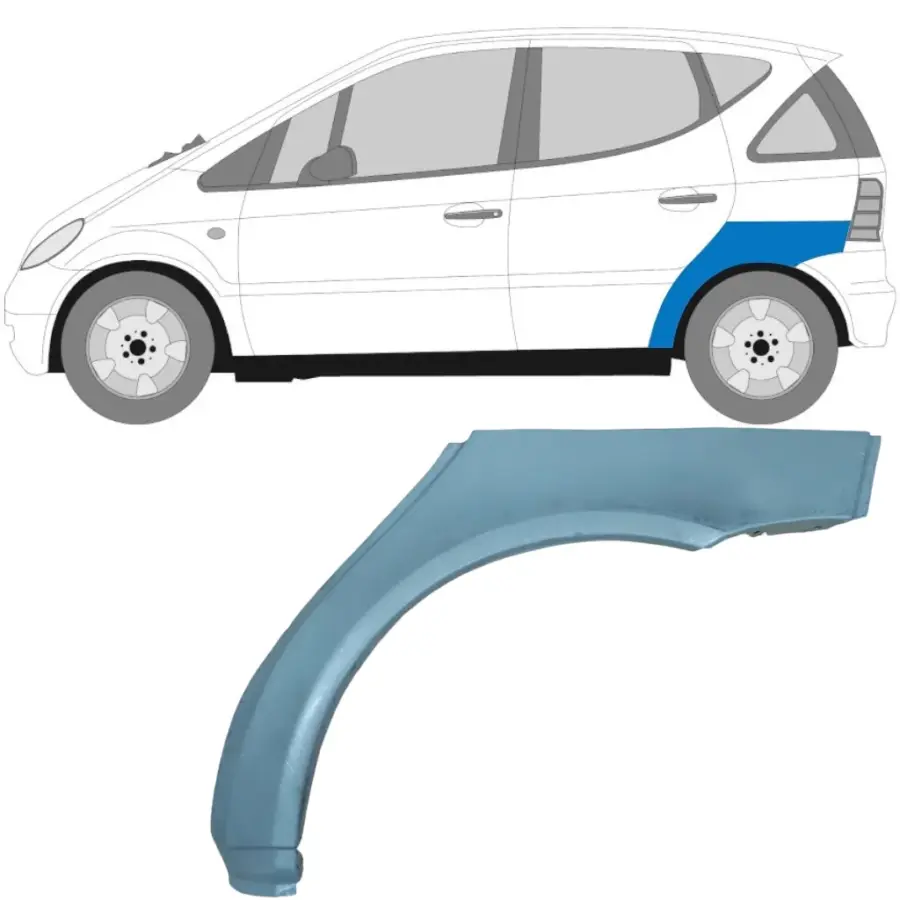 Bakskjerm Reparasjonsplate Mercedes A-Klasse W168 1997–2004 – Venstre – bilde 1 av 2