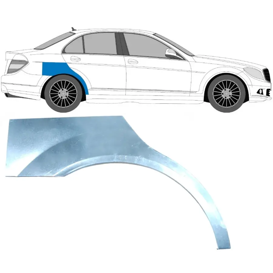 Bakskjerm Reparasjonsplate Mercedes C-Klasse W204 2007–2014 – Høyre – bilde 1 av 2