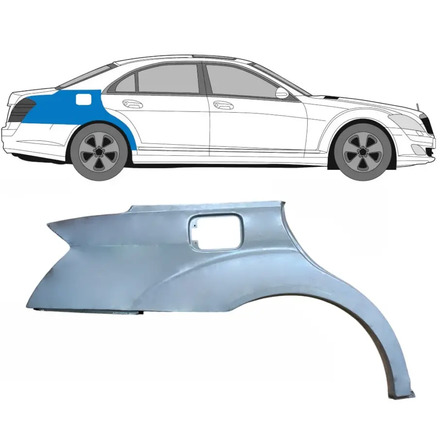 Bakskjerm Reparasjonsplate Mercedes S-Klasse 2005–2013 – Høyre – bilde 1 av 2