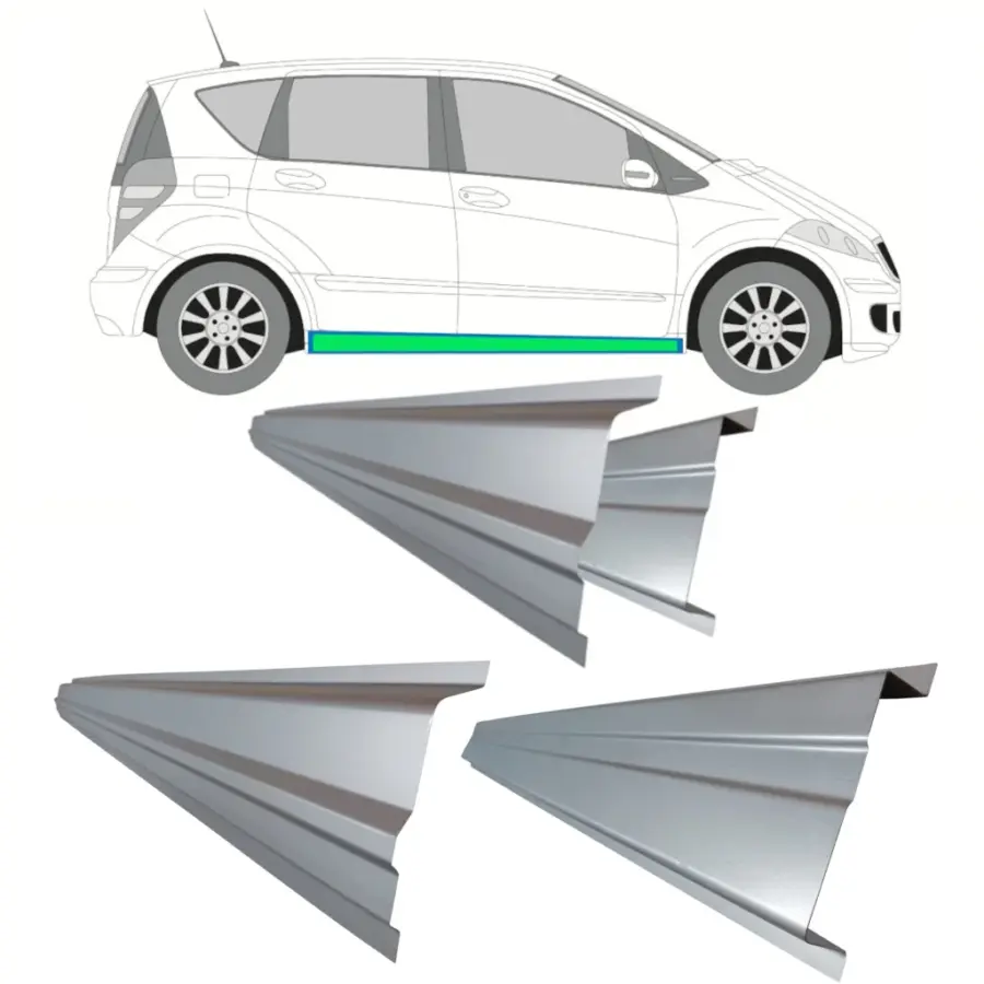 Terskelsett Mercedes A-Klasse 2004–2012 – Indre + Ytre, Venstre + Høyre – bilde 1 av 2