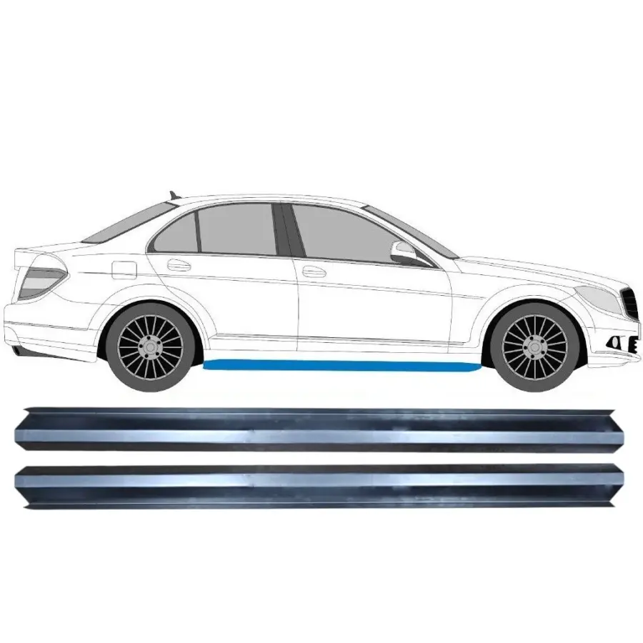 Terskelplater Mercedes C-Klasse W204 2007–2014 – Venstre + Høyre Sett – bilde 1 av 2
