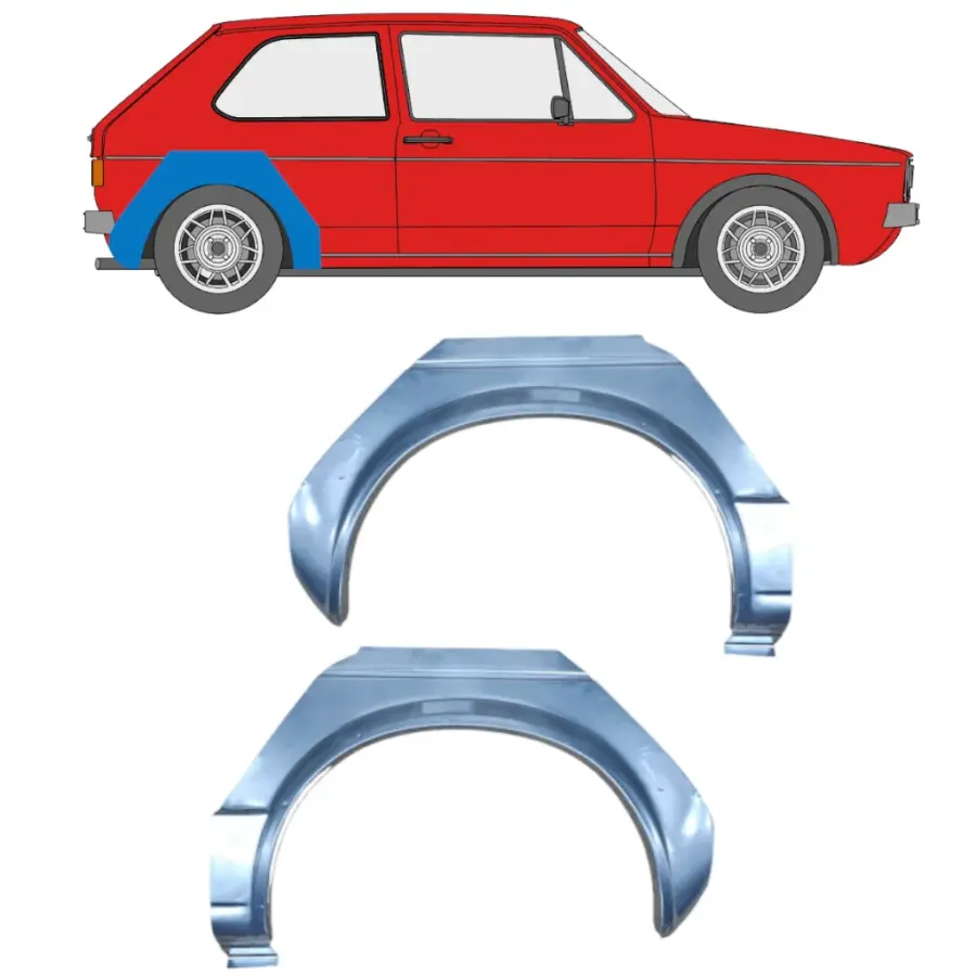 Bakskjerm Reparasjonsplater Volkswagen Golf 1 1974–1985 – Venstre + Høyre Sett – bilde 1 av 2