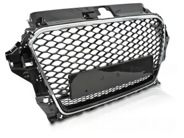 Grill Audi A3 8V 12-16 Sport Style PDC Blank Svart/Krom