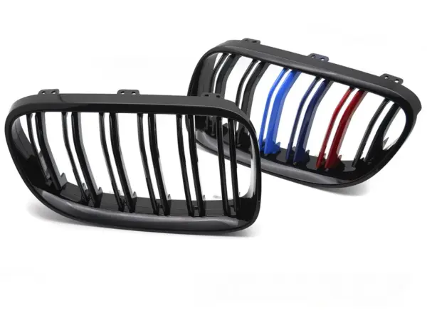 Grill BMW E92/E93 LCI 10-13 M-Package Sport Double Bar M-Tricolor Blank Svart