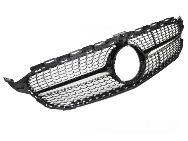 Grill Mercedes W205 14-18/S205 14-18/C205 15-18/A205 16-18 Diamond Style Kamera Blank Svart/Krom