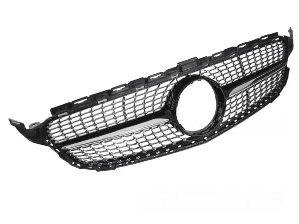 Grill Mercedes W205 14-18/S205 14-18/C205 15-18/A205 16-18 Diamond Style Blank Svart/Krom